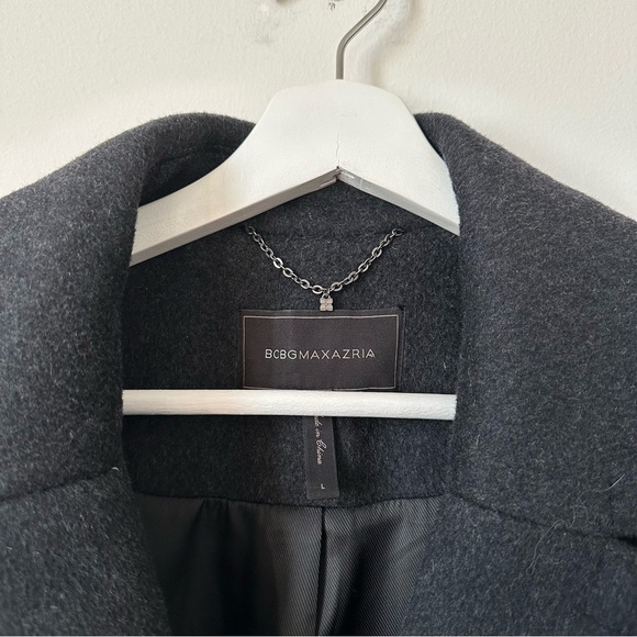 BCBGMaxAzria Charcoal Wool Blend Peacoat Jacket Size L - Picture 3 of 10